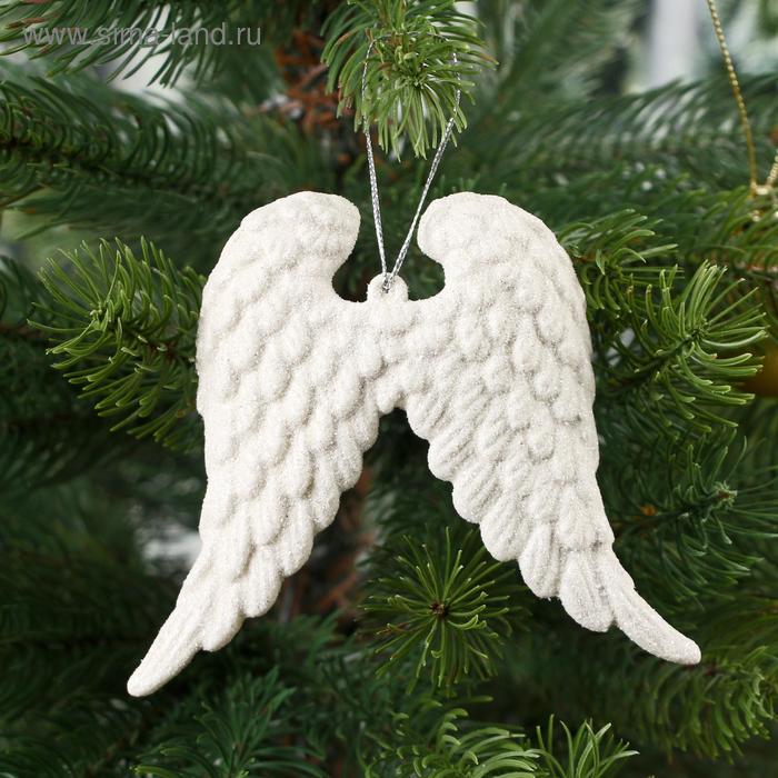 фото Украшение ёлочное "крылья ангела" блеск (набор 2 шт) 12х9,5 см, белый зимнее волшебство
