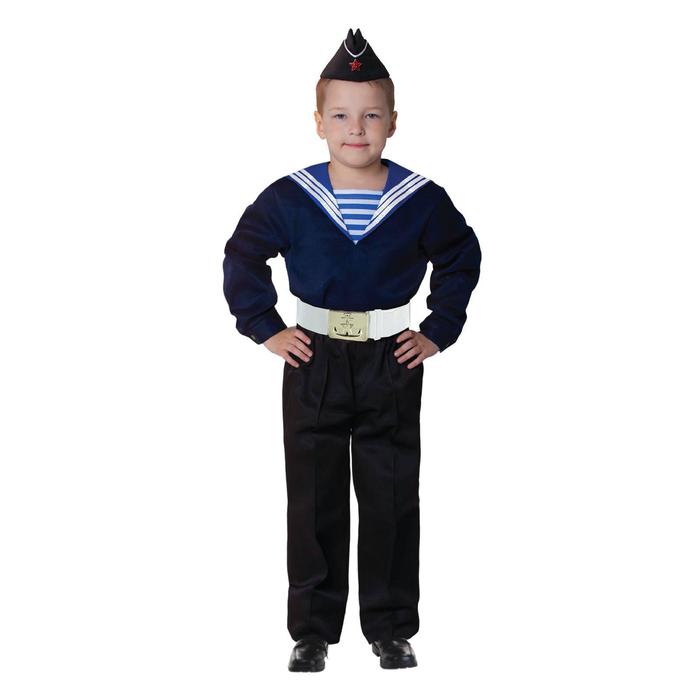 Карнавальный костюм «Моряк в пилотке» для мальчика, синяя фланка, брюки, ремень, р. 30, рост 104-110 см 
Карнавальный костюм «Моряк в пилотке» для мальчика, синяя фланка, брюки, ремень, р. 30, рост 104-110 см