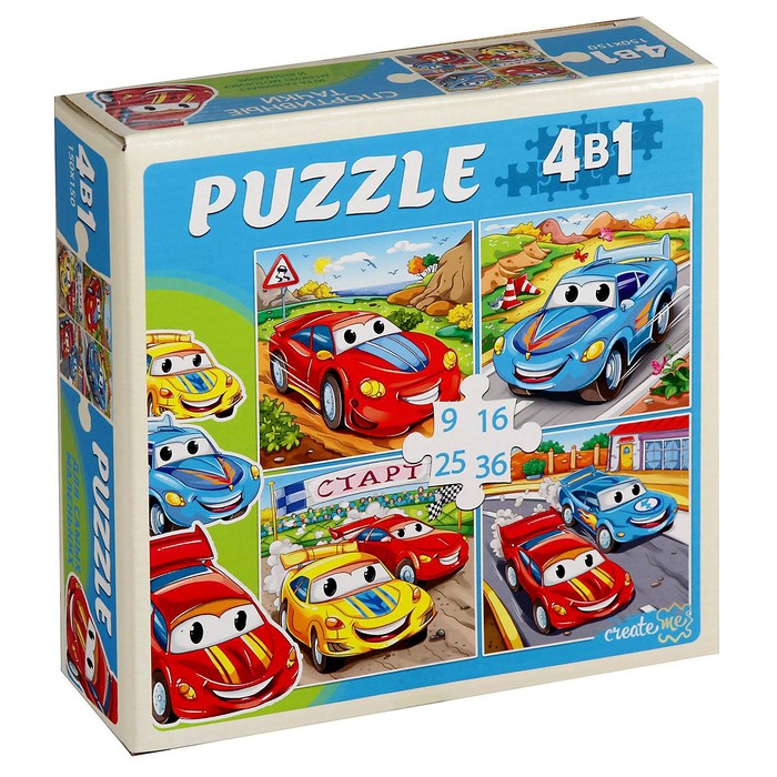 Пазл 4 в 1 «Спортивные тачки» - 9, 16, 25, 36 элементов
Пазл 4 в 1 «Спортивные тачки» - 9, 16, 25, 36 элементов