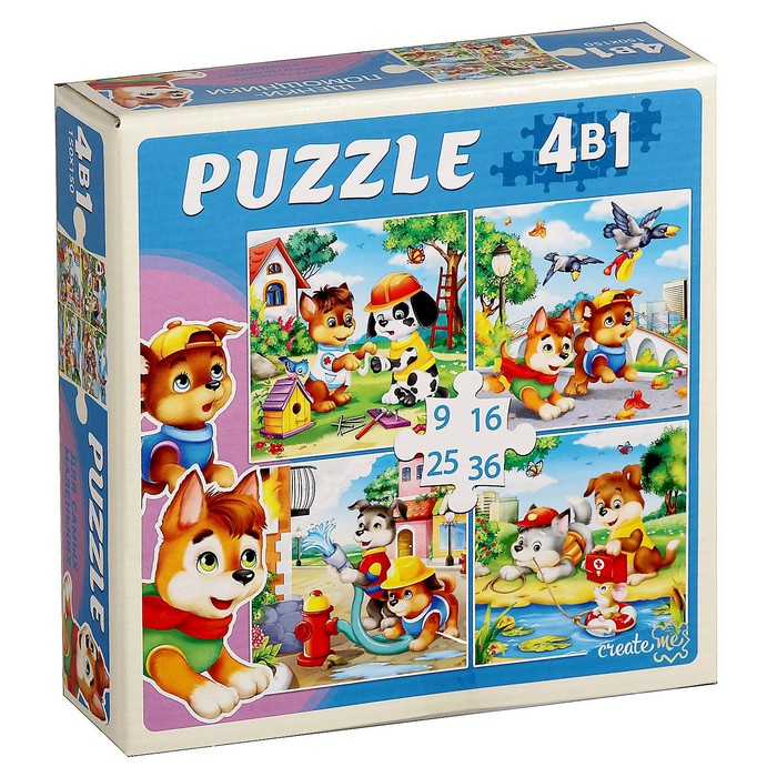 Пазл 4 в 1 «Щенки-помощники» - 9, 16, 25, 36 элементов
Пазл 4 в 1 «Щенки-помощники» - 9, 16, 25, 36 элементов
