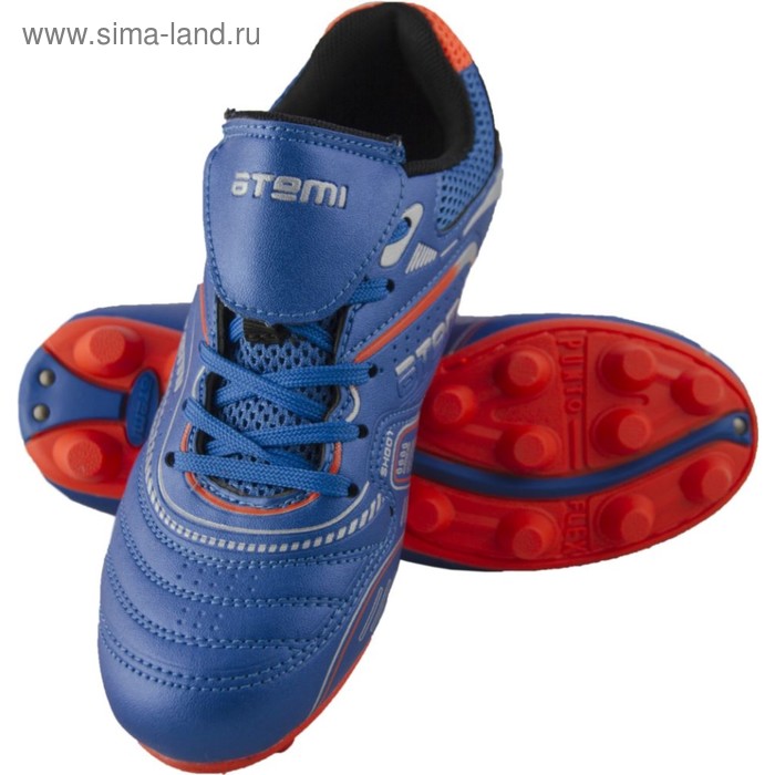 фото Бутсы футбольные atemi, цвет голубой/оранжевый, синтетическая кожа, размер 44