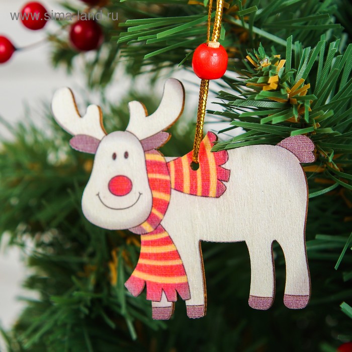 фото Подвеска новогодняя «счастливый олень», микс лесная мастерская