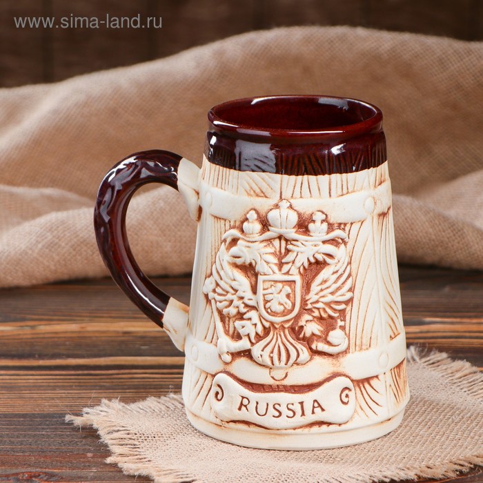 Пивная кружка "Герб России", бочка, под шамот, 0.9 л
Пивная кружка "Герб России", бочка, под шамот, 0.9 л