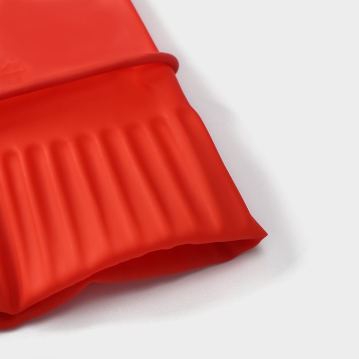 фото Перчатки хозяйственные латексные доляна, размер m, 38 см, длинные манжеты, 95 гр, цвет красный