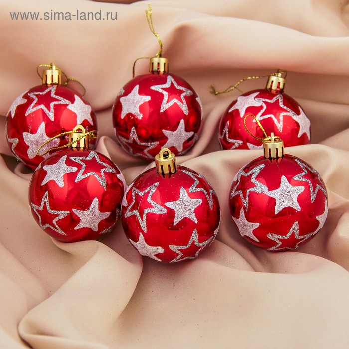 Набор шаров пластик d-6 см, 6 шт "Звёзды" красный
Набор шаров пластик d-6 см, 6 шт "Звёзды" красный