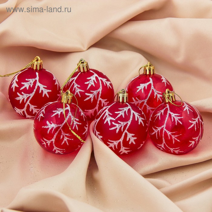 Набор шаров пластик d-6 см, 6 шт "Изморозь" красный
Набор шаров пластик d-6 см, 6 шт "Изморозь" красный