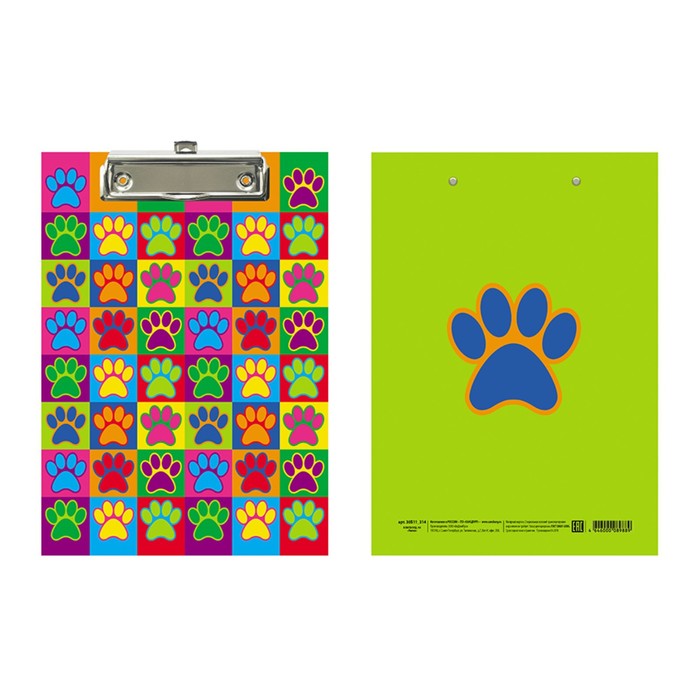 фото Планшет с зажимом а5, 30б11 "лапки", ламинированный картон calligrata