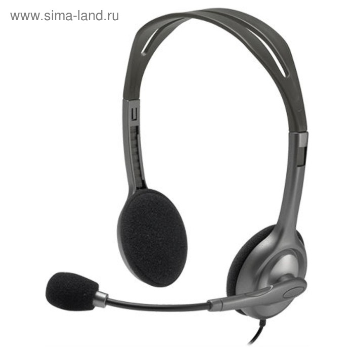 фото Наушники с микрофоном logitech h111 1.8м накладные оголовье (981-000593) серый