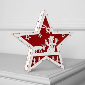 Фигура дерев. "Звезда со Снеговиком", 22х22х4 см, AАA*2 (не в компл.), 6 LED, красный фон
Фигура дерев. "Звезда со Снеговиком", 22х22х4 см, AАA*2 (не в компл.), 6 LED, красный фон