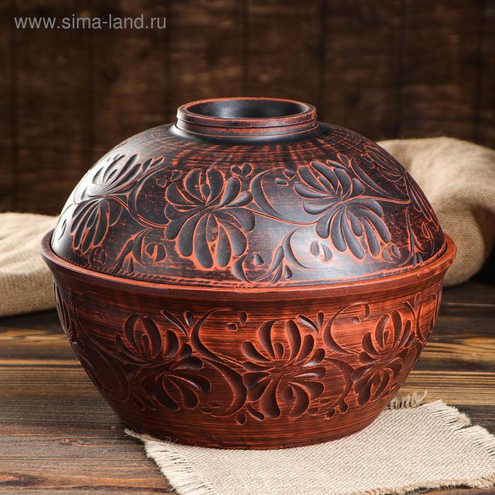Горшок духовой "Хлебница", декор, красная глина, 27 см, микс