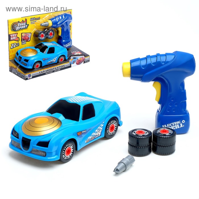 Конструктор винтовой «Спорткар» с электрическим шуруповёртом, 22 детали 
Конструктор винтовой «Спорткар» с электрическим шуруповёртом, 22 детали