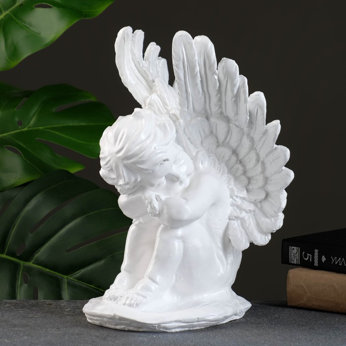 фото Фигура "ангел средний с крыльями" 30см белый хорошие сувениры