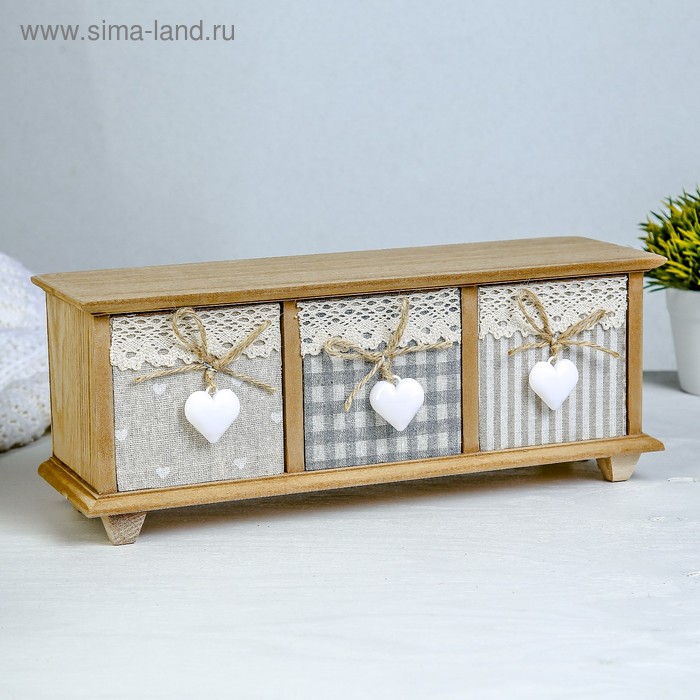 Шкатулка дерево 3 ящика "Комод Прованс" горизонтальный 12х32х10,3 см
Шкатулка дерево 3 ящика "Комод Прованс" горизонтальный 12х32х10,3 см