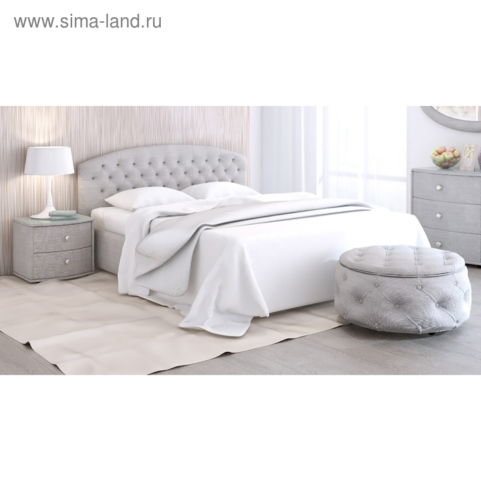 фото Кровать «пальмира» без пм, 160 × 200 см, встроенное основание, рогожка, цвет серый архитектория