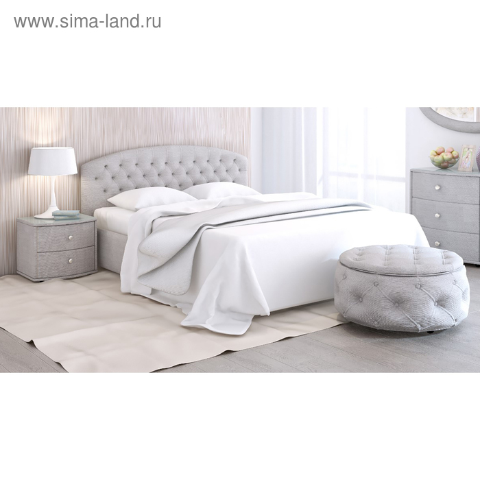 фото Кровать «пальмира» без пм, 180 × 200 см, встроенное основание, рогожка, цвет серый архитектория