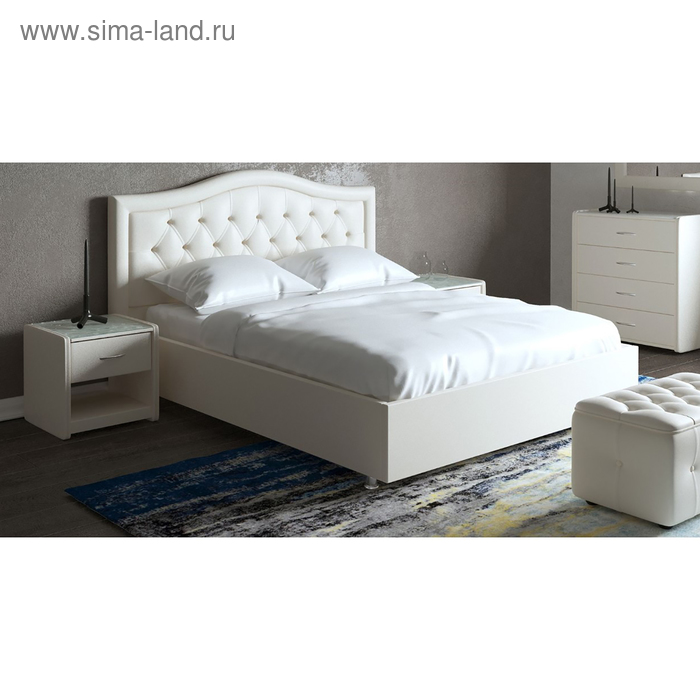 фото Кровать «алеро» с пм, 140 × 200 см, ортопедическое основание, экокожа, цвет белый архитектория