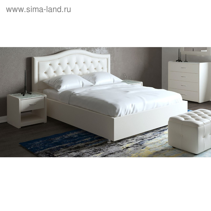 фото Кровать «алеро» с пм, 160 × 200 см, ортопедическое основание, экокожа, цвет белый архитектория