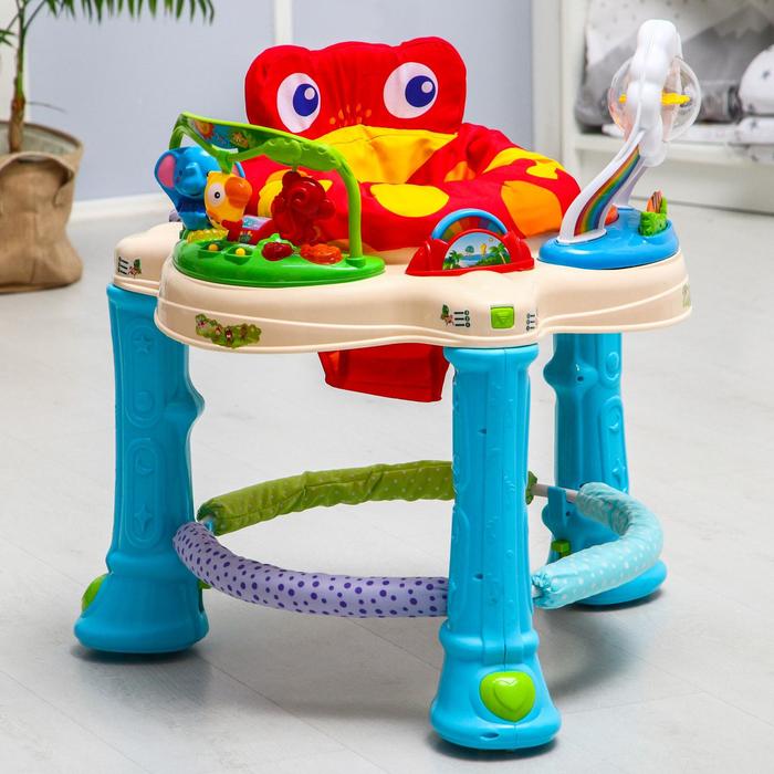 фото Ходунки детские 2 в 1 «лягушонок», игровой центр 360 градусов, выдвижные колёса, музыкальные и световые эффекты