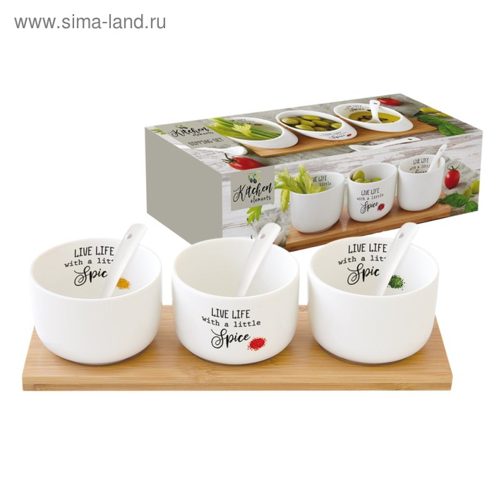 Набор для закусок Kitchen Elements, 3 салатника 175 мл + 3 ложки, в подарочной упаковке
Набор для закусок Kitchen Elements, 3 салатника 175 мл + 3 ложки, в подарочной упаковке