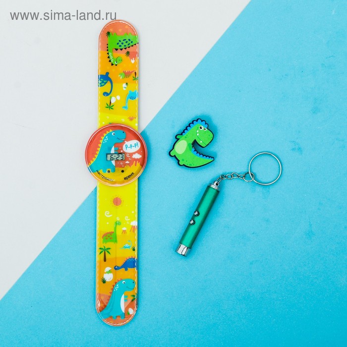 Набор «Динозавры», часы наручные, значок, игрушка, 13,5 х 25 см
Набор «Динозавры», часы наручные, значок, игрушка, 13,5 х 25 см