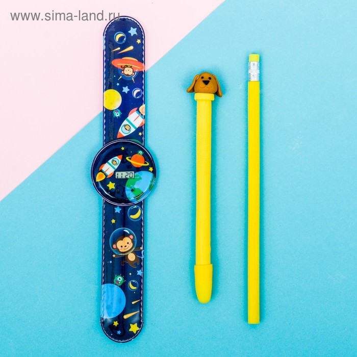 Набор: часы наручные, ручка и карандаш «Космос», 
Набор: часы наручные, ручка и карандаш «Космос»,