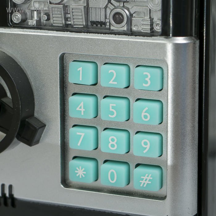 фото Копилка пластик для монет и купюр"сейф "кодовый замок, звук 3аа микс 19,5х12,3х13 см