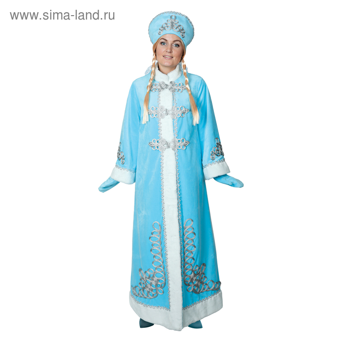 Карнавальный костюм "Снегурочка с декором", шуба, головной убор, варежки, косы, р. 44, рост 170 см
Карнавальный костюм "Снегурочка с декором", шуба, головной убор, варежки, косы, р. 44, рост 170 см