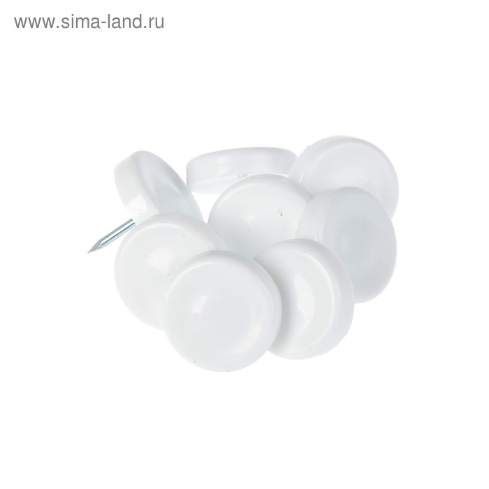 фото Накладка мебельная круглая tundra, d=24 мм, 8 шт., пластиковая, цвет белый