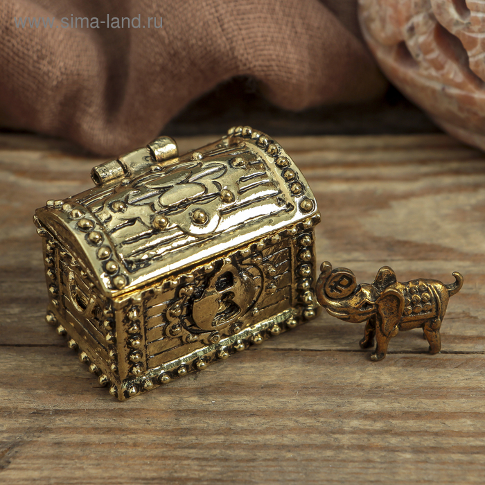 Сундук счастья с слоником удачи, 3,4 х 2,6 см
Сундук счастья с слоником удачи, 3,4 х 2,6 см