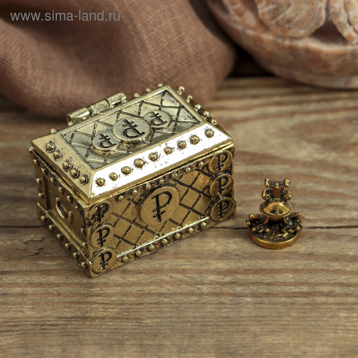 Денежный сундук с золотой жабкой, 3,5 х 2,7 см 
Денежный сундук с золотой жабкой, 3,5 х 2,7 см