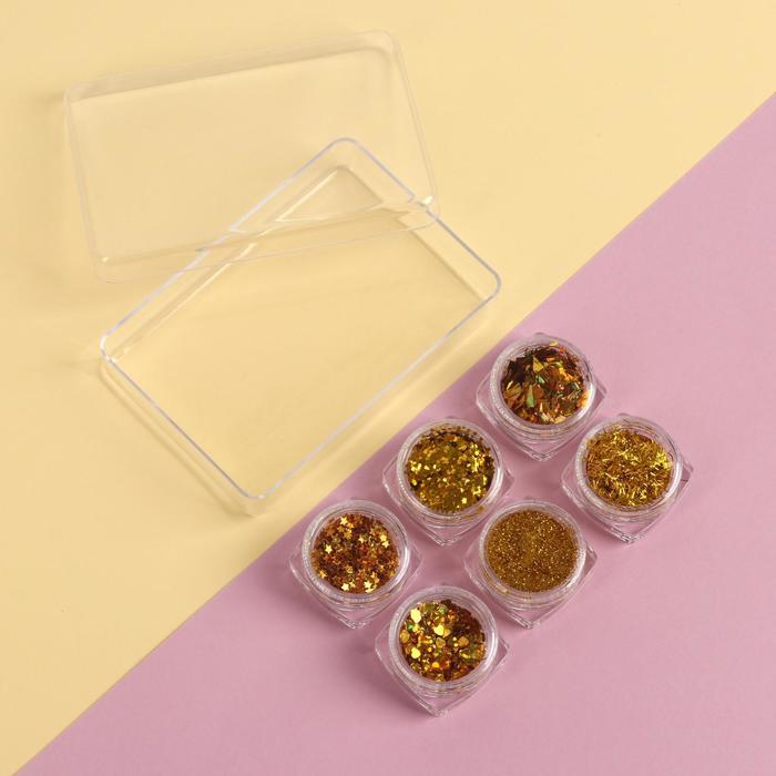 Набор для декора «KEEP SHINE», в пластиковом органайзере, 6 баночек, цвет золотистый
Набор для декора «KEEP SHINE», в пластиковом органайзере, 6 баночек, цвет золотистый