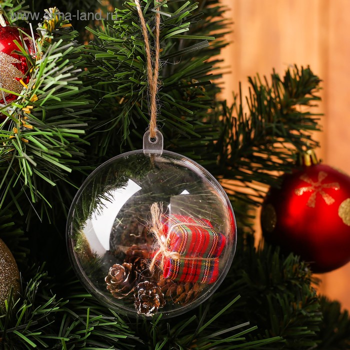 фото Новогодняя подвеска с природным декором «снежный шар» лесная мастерская