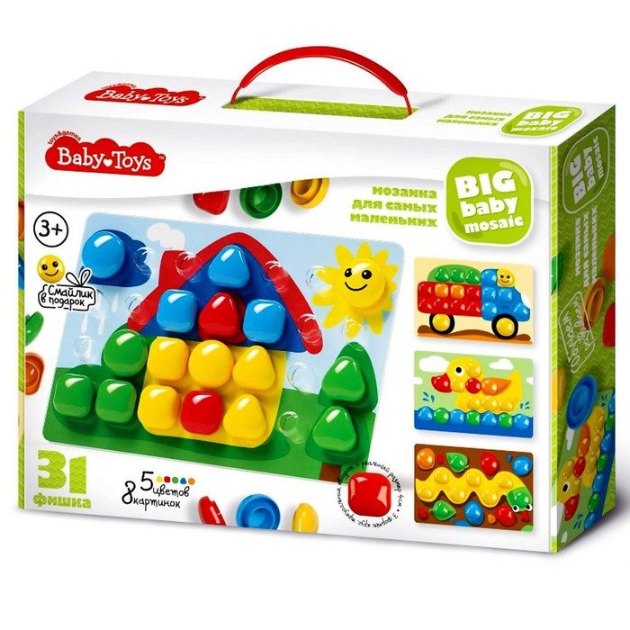 Мозаика для самых маленьких 31 элемент, 5 цветов
Мозаика для самых маленьких 31 элемент, 5 цветов