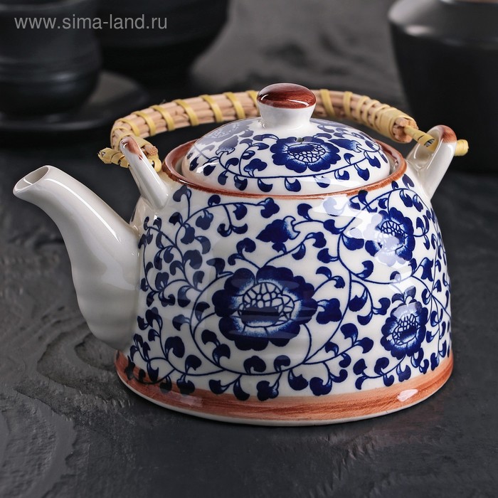 фото Чайник заварочный «синий узор», 600 мл, с металлическим ситом