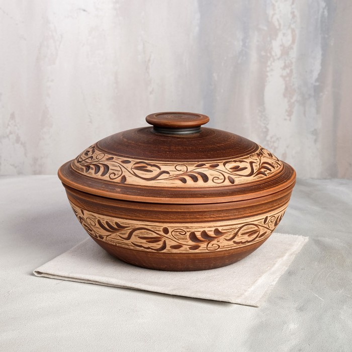 Сковорода "Резная", роспись ангобом, красная глина, 3.2 л, 28 см
Сковорода "Резная", роспись ангобом, красная глина, 3.2 л, 28 см