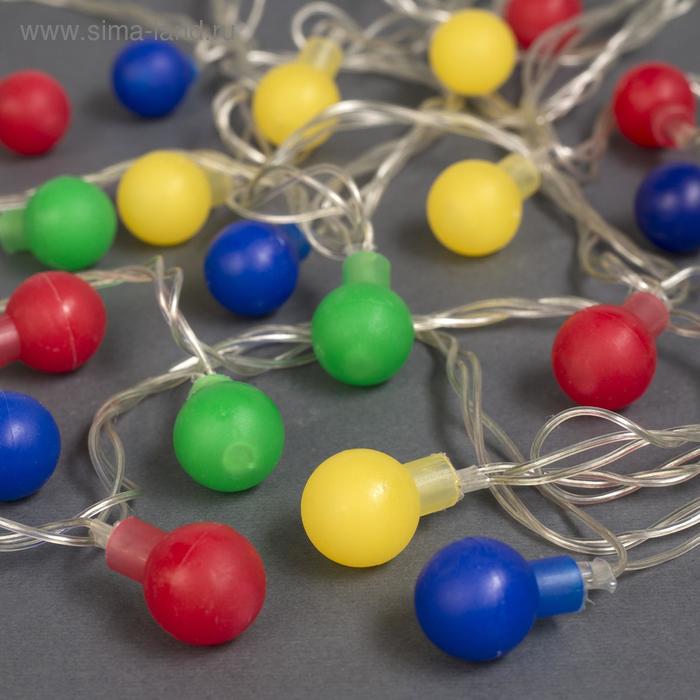 фото Гирлянда «нить» 5 м с насадками «шарики цветные», ip20, прозрачная нить, 30 led, свечение мульти, 8 режимов, 220 в luazon lighting