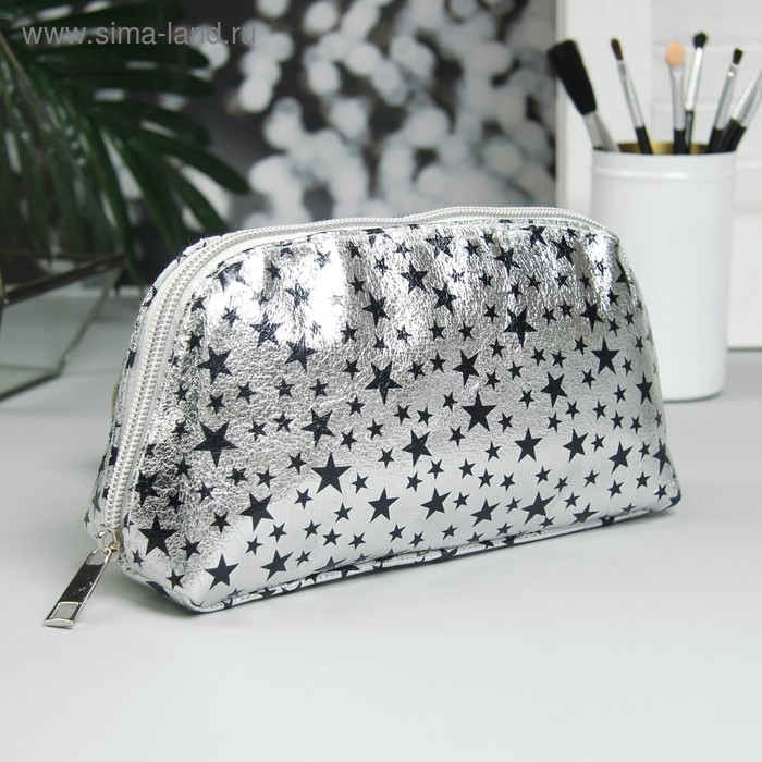 фото Косметичка дорожная, отдел на молнии, цвет серебро
