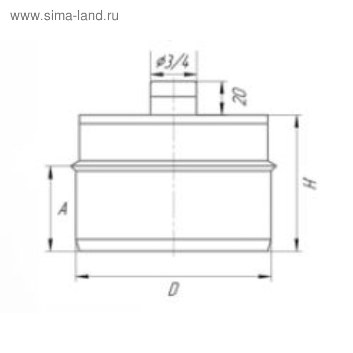 фото Заглушка с конденсатоотводом, d 210 мм, нержавейка 0.5 мм, штуцер 3/4", внутренняя умк