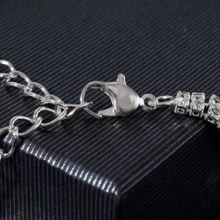 фото Браслет со стразами: "циркон" изыск, дуга, цвет белый в серебре, 15см queen fair