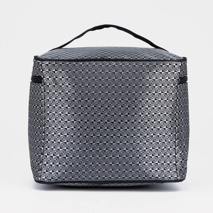 фото Косметичка на молнии, с зеркалом, цвет чёрный/серый