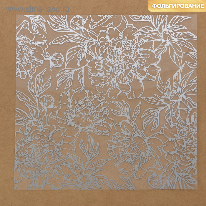 Ацетатный лист с фольгированием «Серебряные пионы», 20 × 20 см
Ацетатный лист с фольгированием «Серебряные пионы», 20 × 20 см