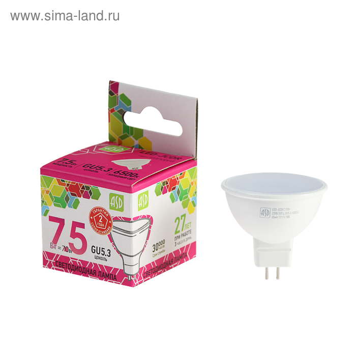 Лампа светодиодная ASD LED-JCDR-standard, GU5.3, 7.5 Вт, 230 В, 6500 К, 675 Лм
Лампа светодиодная ASD LED-JCDR-standard, GU5.3, 7.5 Вт, 230 В, 6500 К, 675 Лм