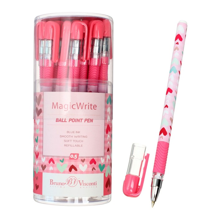 Ручка шариковая MagicWrite «Сердечки розовые», узел 0.5 мм, синие чернила
Ручка шариковая MagicWrite «Сердечки розовые», узел 0.5 мм, синие чернила