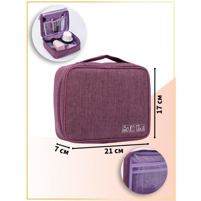 фото Косметичка дорожная, отдел на молнии, цвет фиолетовый