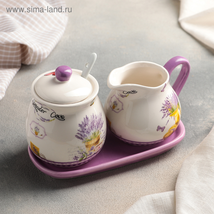 Набор сервировочный «Душистая лаванда», 2 предмета: молочник 220 мл, сахарница 9×9×10,5 см, на подставке
Набор сервировочный «Душистая лаванда», 2 предмета: молочник 220 мл, сахарница 9×9×10,5 см, на подставке