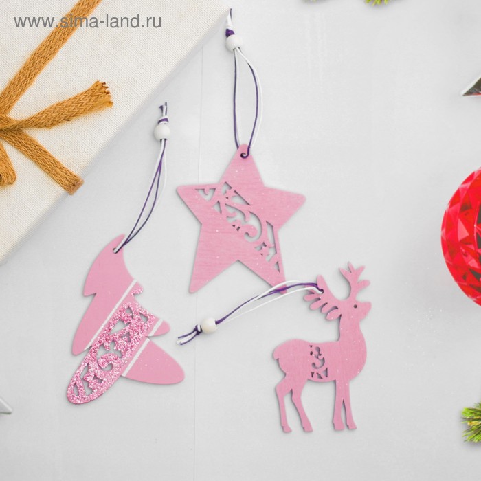 фото Подвеска новогодняя «новогоднее волшебство», цвет розовый, микс лесная мастерская