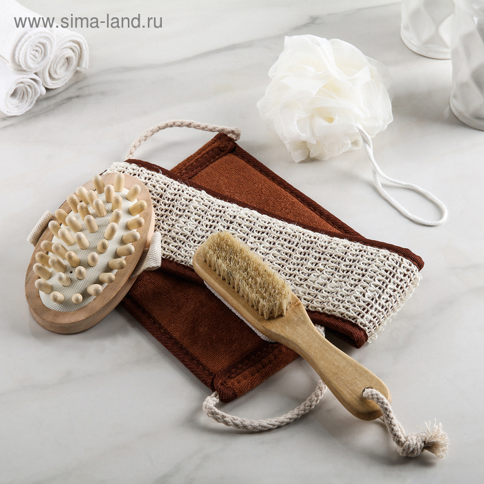 Набор банный, 4 предмета: щётка с пемзой, 2 мочалки, массажёр, цвет МИКС
Набор банный, 4 предмета: щётка с пемзой, 2 мочалки, массажёр, цвет МИКС