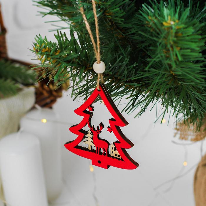 фото Новогодняя подвеска «новогодний олень», цвет красный лесная мастерская