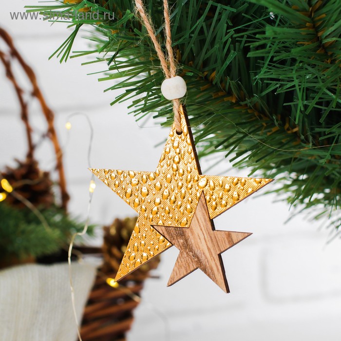 фото Новогодняя подвеска «звездный путь», цвет золото лесная мастерская