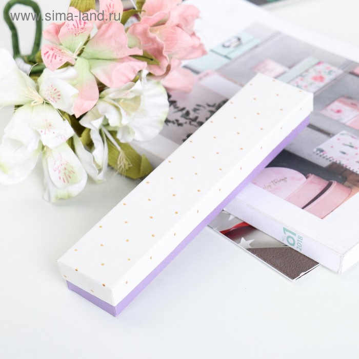 Коробка подарочная, белая, горошек, 21 х 4,5 х 3 см
Коробка подарочная, белая, горошек, 21 х 4,5 х 3 см